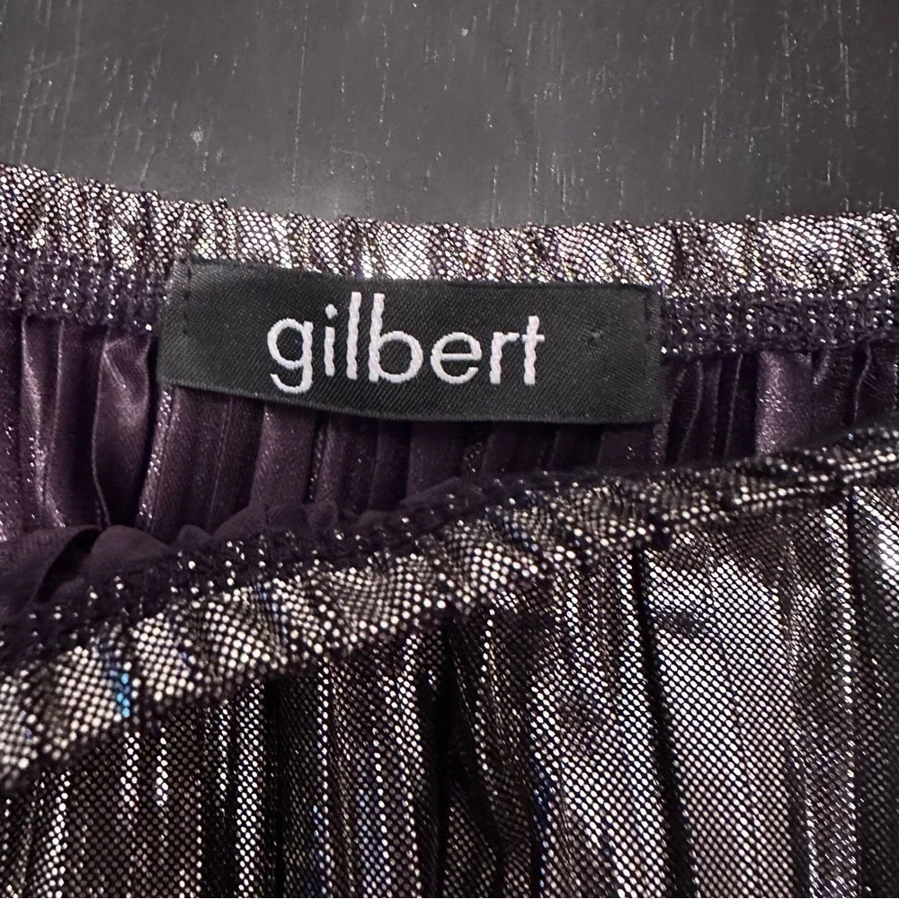 Pleated Metallic Cropped  Party Top  Cold Shoulder bronze metallic. Whimsy goth - Picture 6 of 6